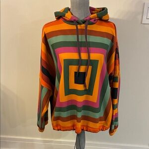 Farm Rio by Anthropologie Colorful Striped slouchy Hoodie, M